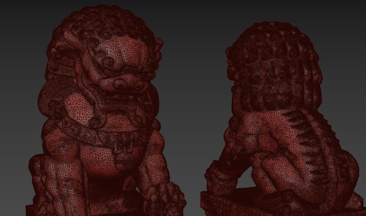 China stone lions 3D model_1