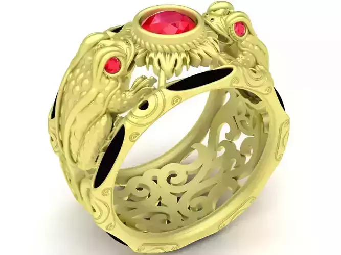 spirit toads lucky coins elephant tail feathers men ring 3803