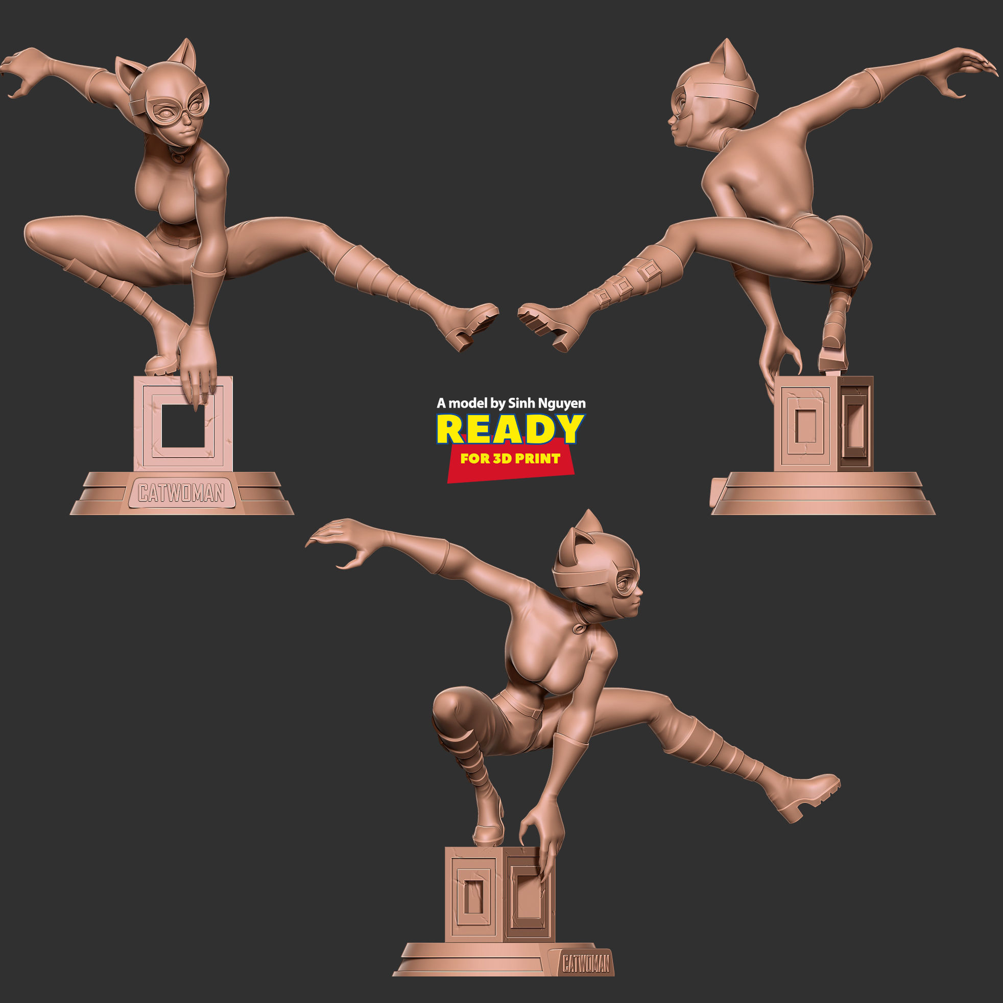 Catwoman stylized 3D print model_3