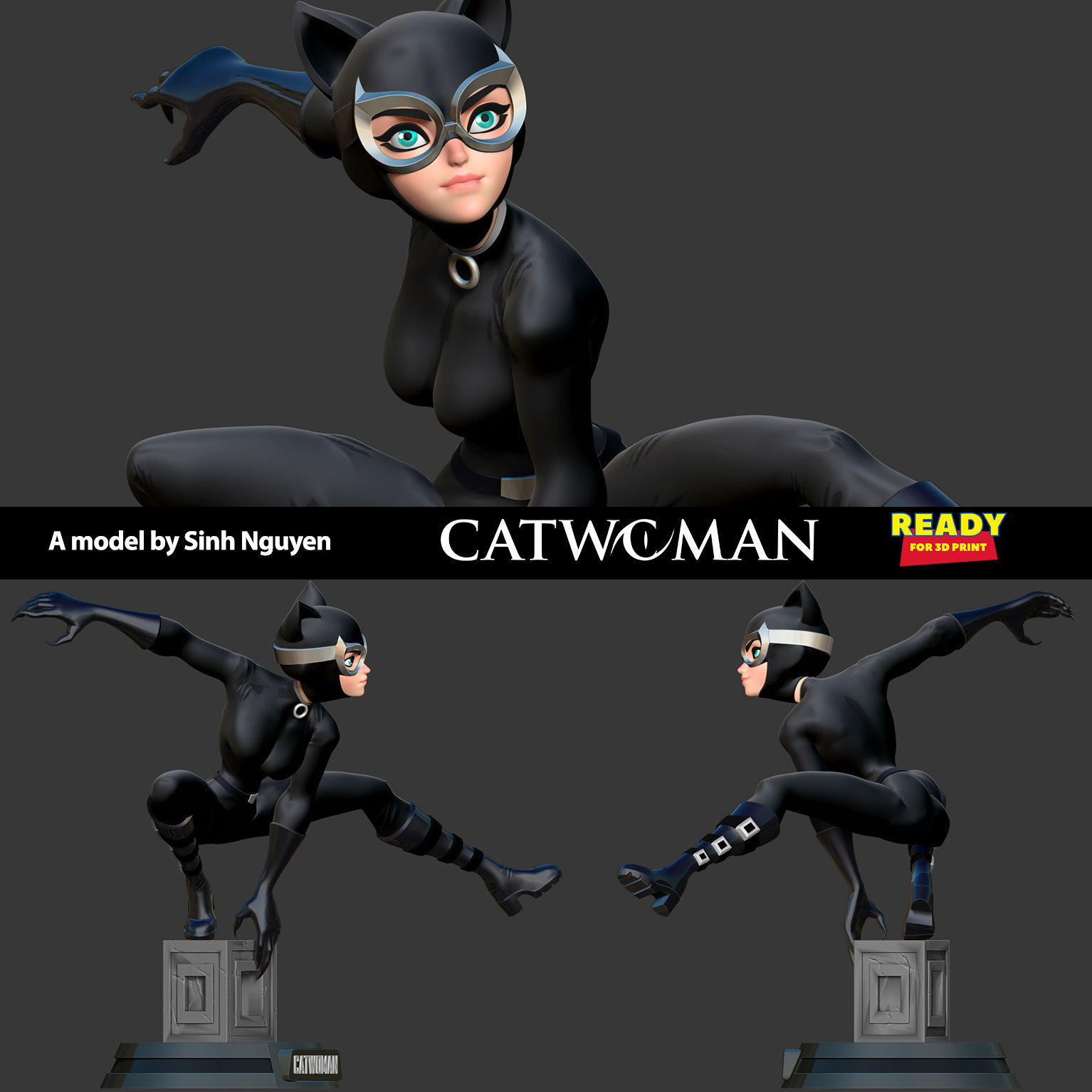 Catwoman stylized 3D print model_1
