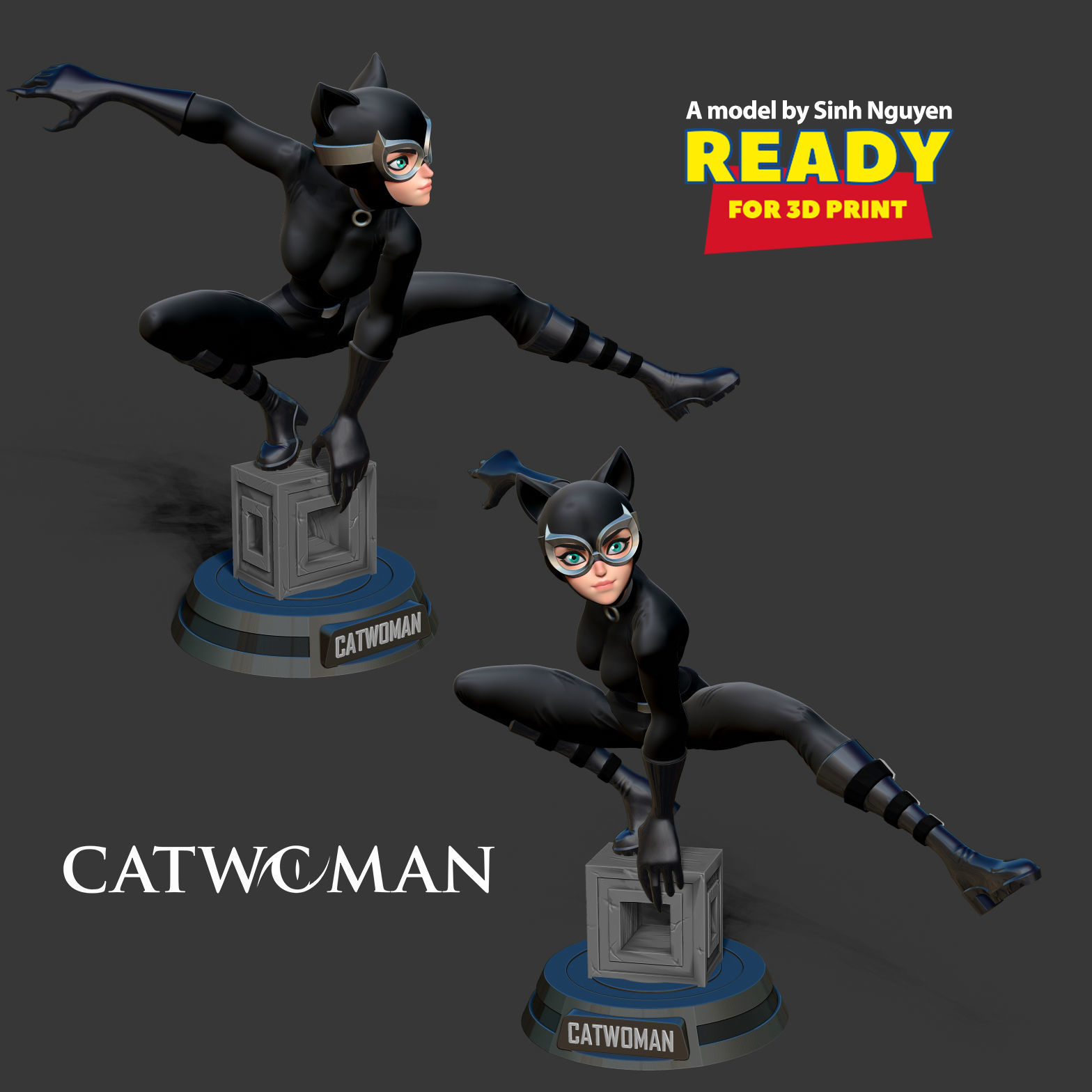 Catwoman stylized 3D print model_5