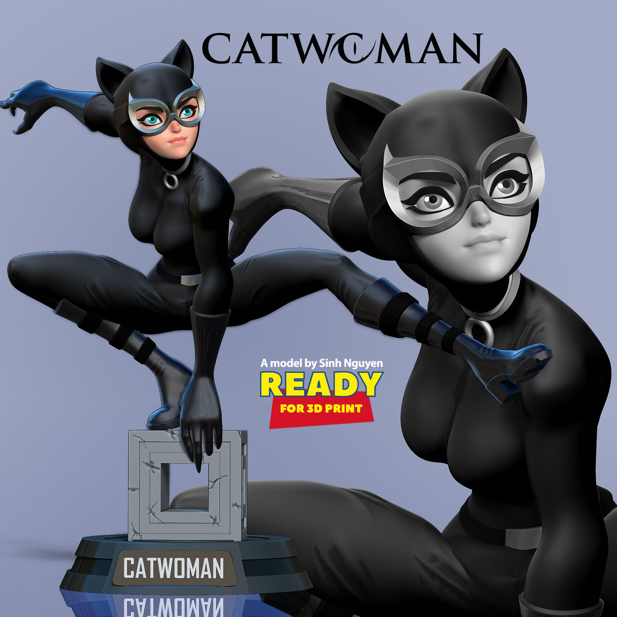 Catwoman stylized 3D print model_21