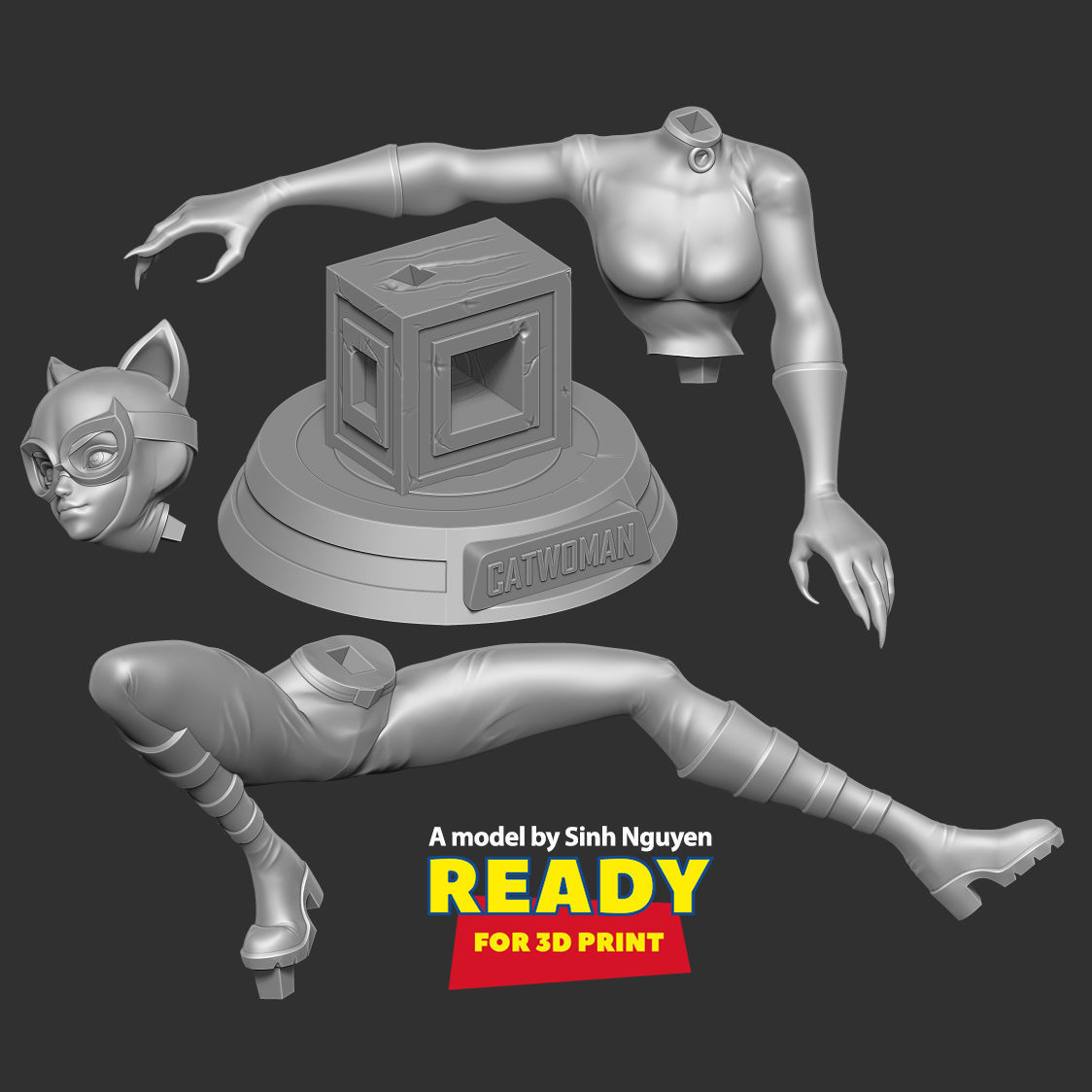 Catwoman stylized 3D print model_2