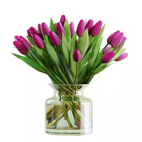 Flower Set 22 - Purple Tulips Bouquet