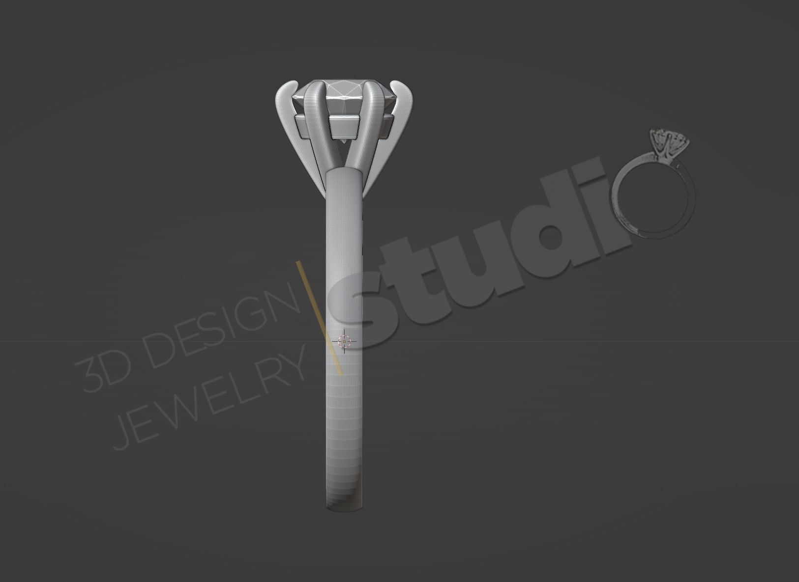 Highly detailed solitaire diamond ring 3d design 3D print model_5