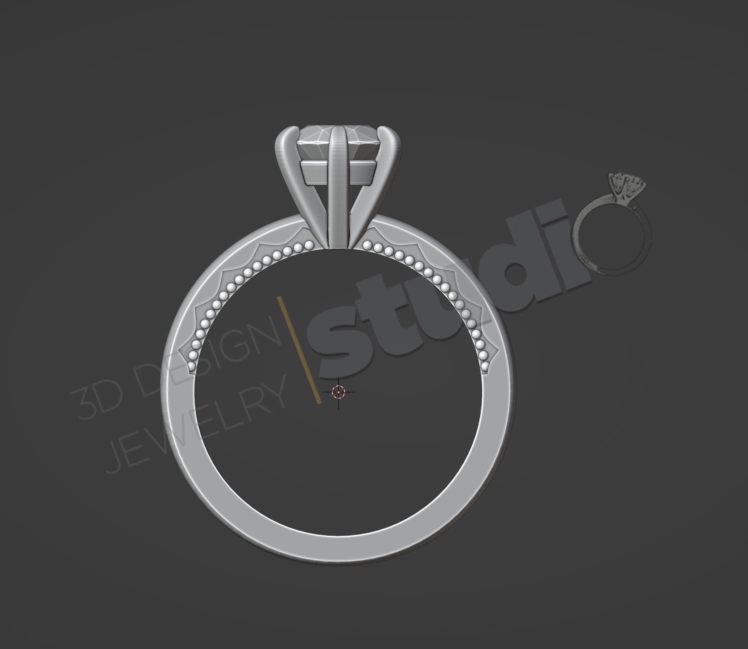 Highly detailed solitaire diamond ring 3d design 3D print model_7