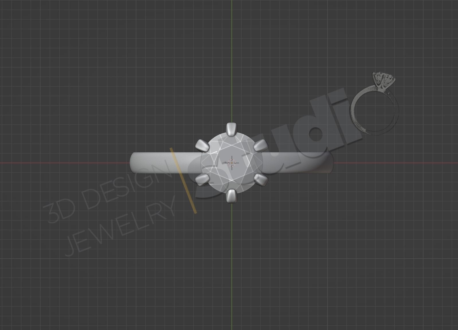 Highly detailed solitaire diamond ring 3d design 3D print model_6