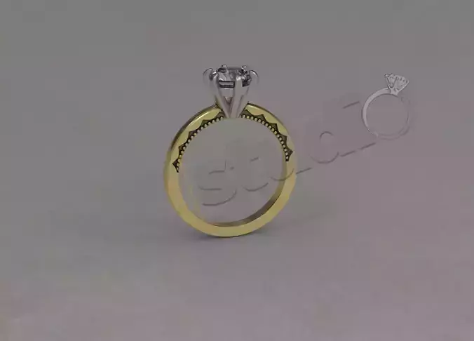 Highly detailed solitaire diamond ring 3d design