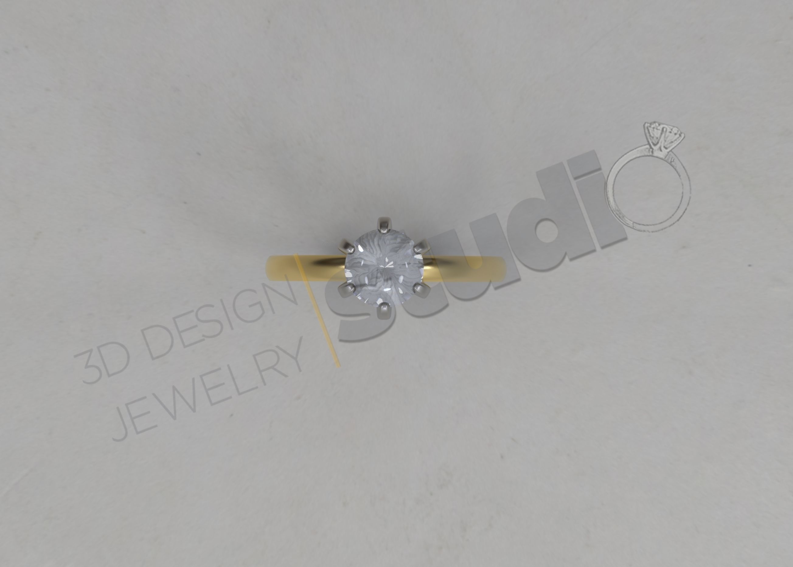 Highly detailed solitaire diamond ring 3d design 3D print model_3
