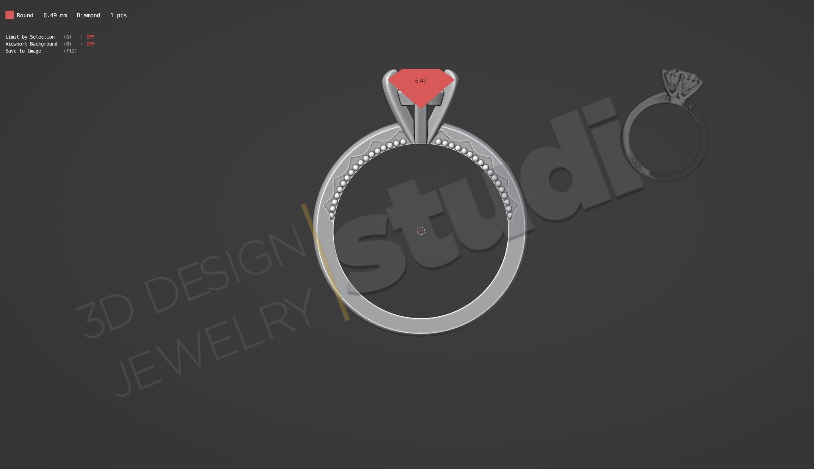 Highly detailed solitaire diamond ring 3d design 3D print model_9