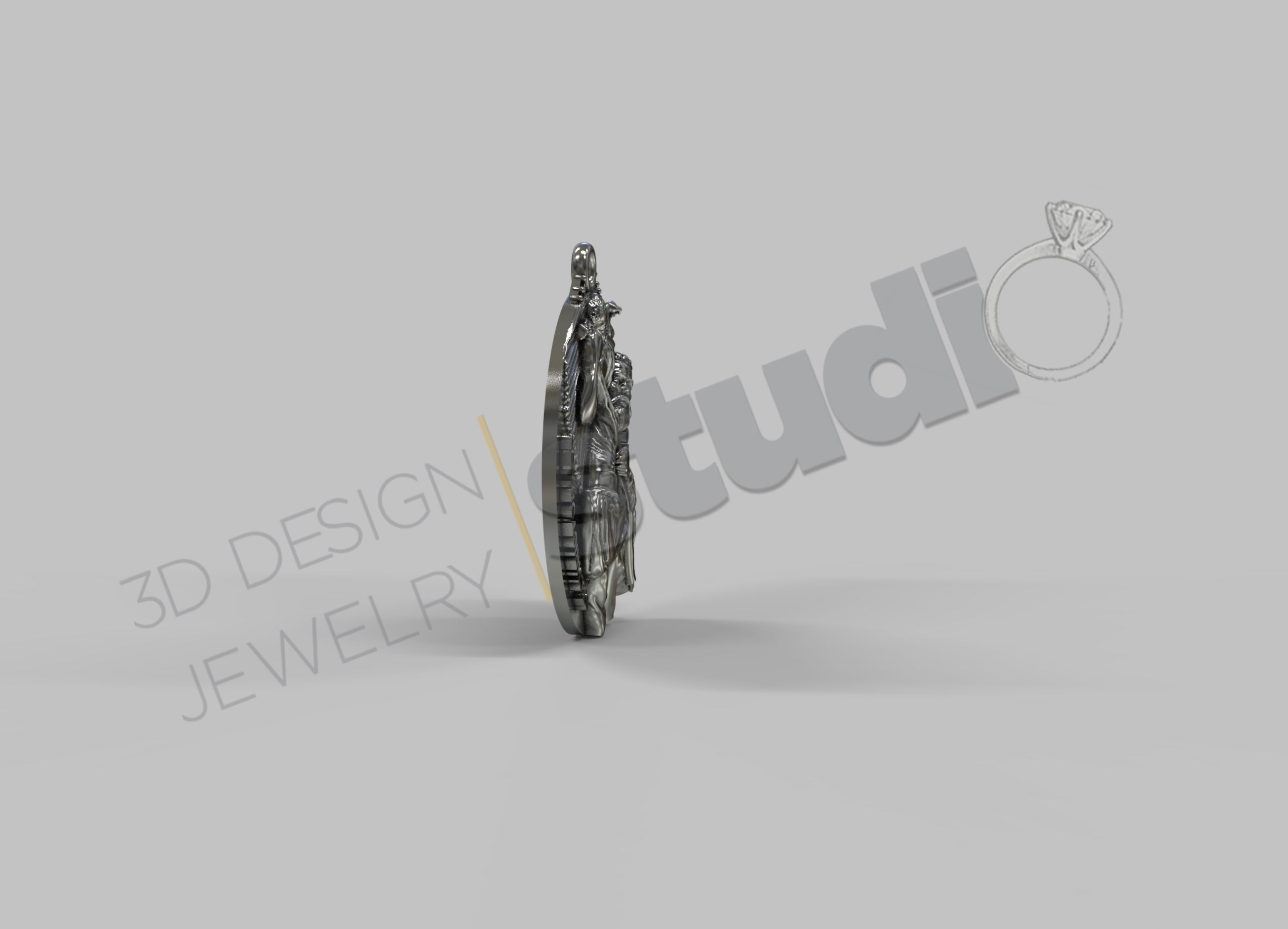 Highly detailed coin pendant of Saint Christopher model 3D print model_1