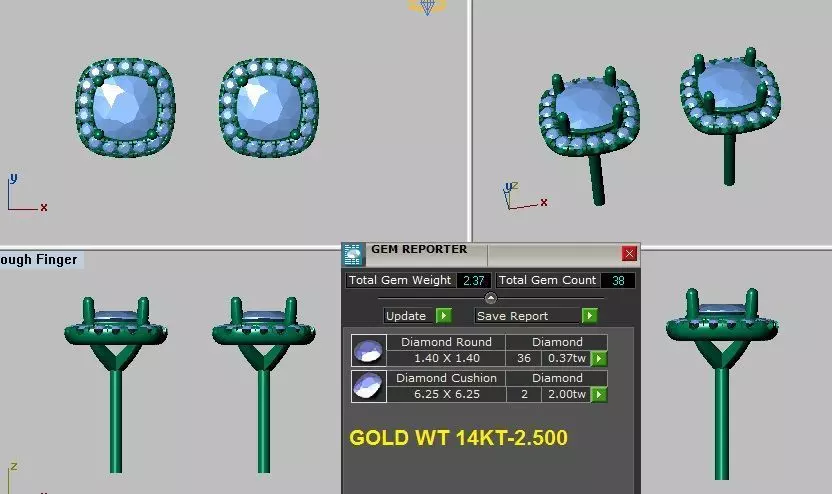 cushion halo earrings 3D print model
