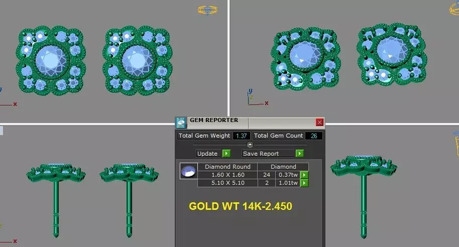 vintage halo earrings 3D print model