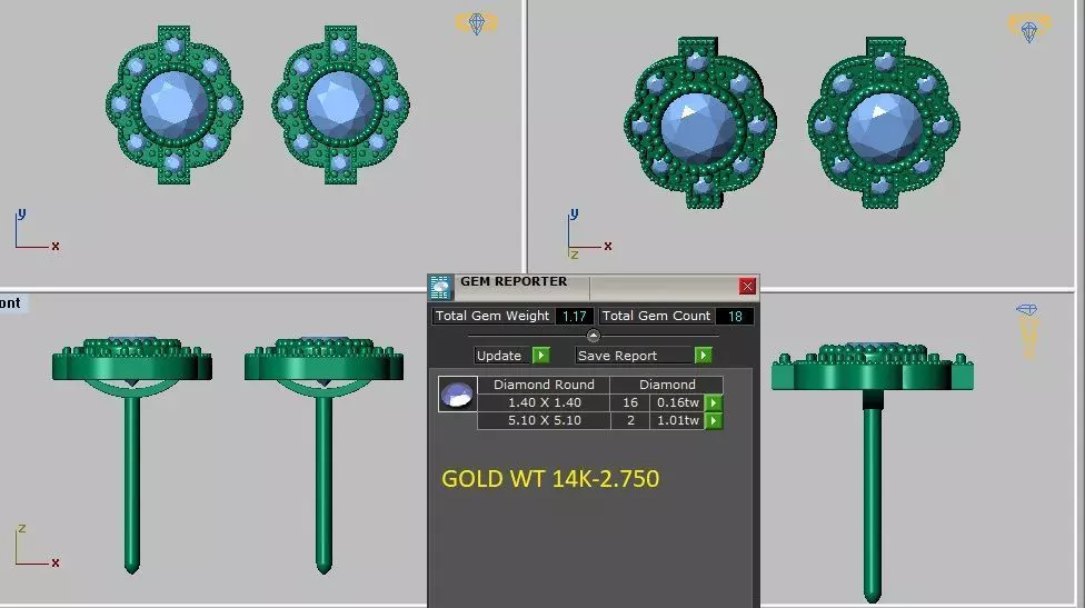 vintage halo earrings 3D print model