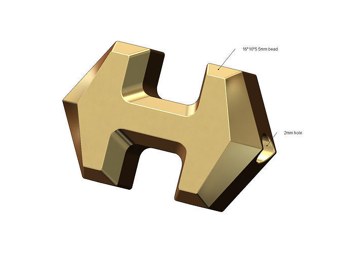 Super H Hermes bead and bracelet charm  3D print model