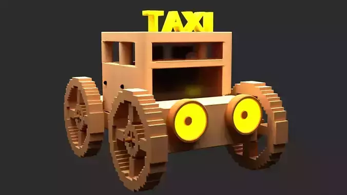 pixal art style car Low-poly 3D model