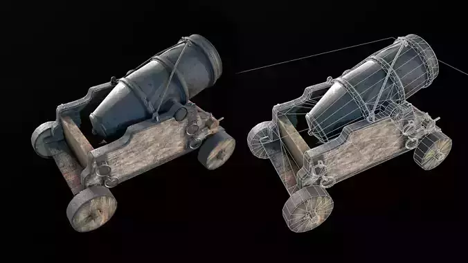 Mortar two cannons on wheels