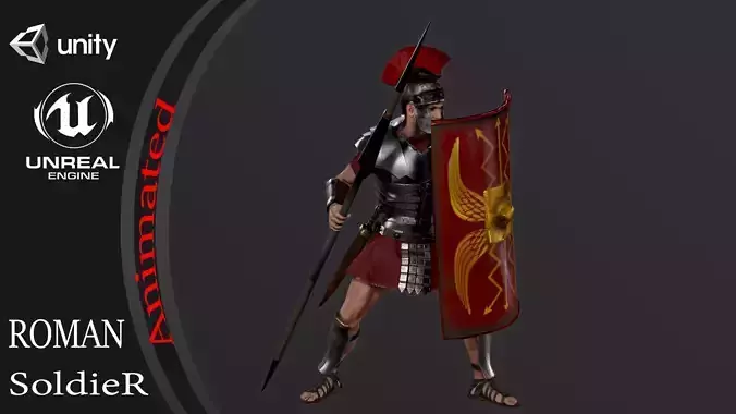 Roman Soldier SPQR Low-poly 3D model