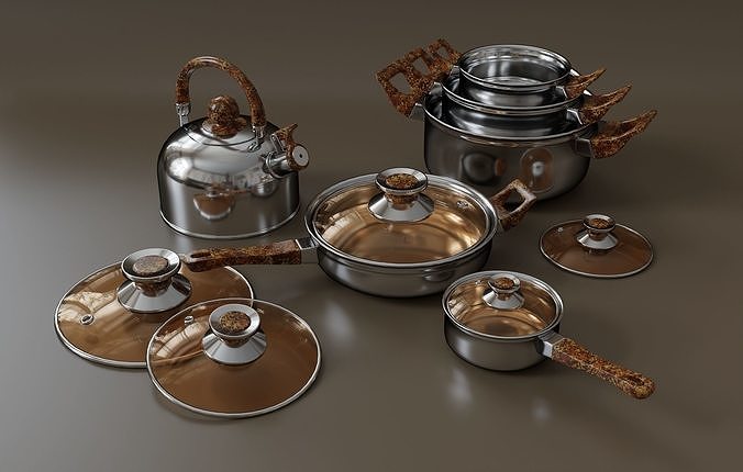 Kitchen set of 6 items 3D model 2