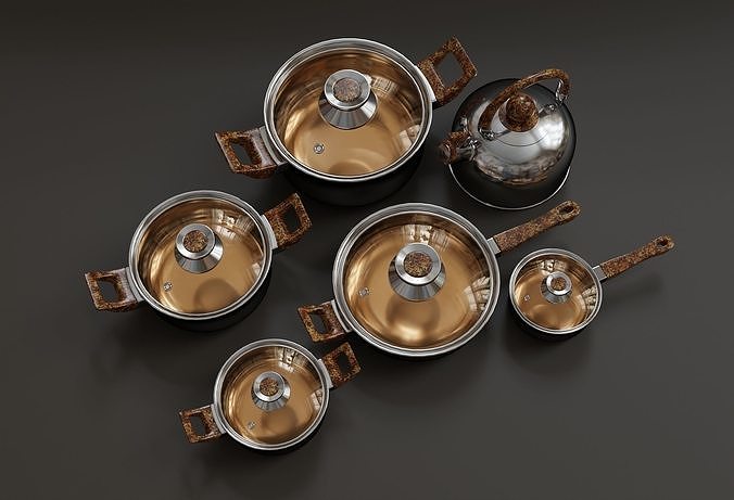 Kitchen set of 6 items 3D model 3