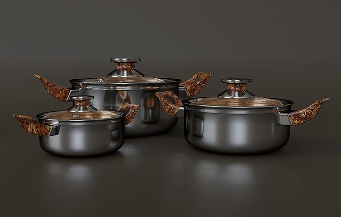 Kitchen set of 6 items 3D model 5