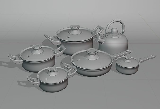 Kitchen set of 6 items 3D model 7