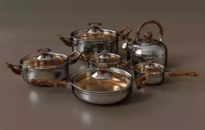Kitchen set of 6 items 3D model