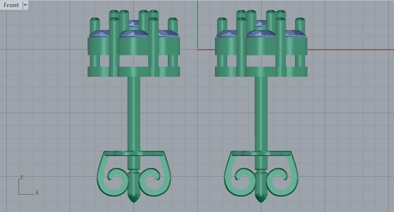 diamonds earrings 3D print model_4
