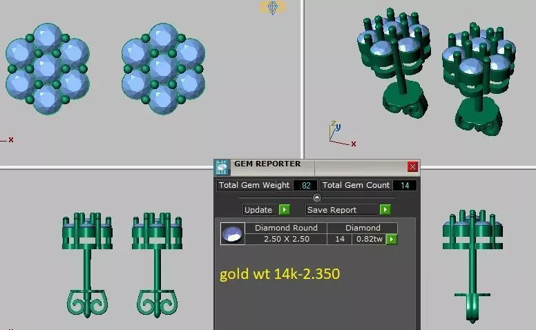 diamonds earrings 3D print model_0