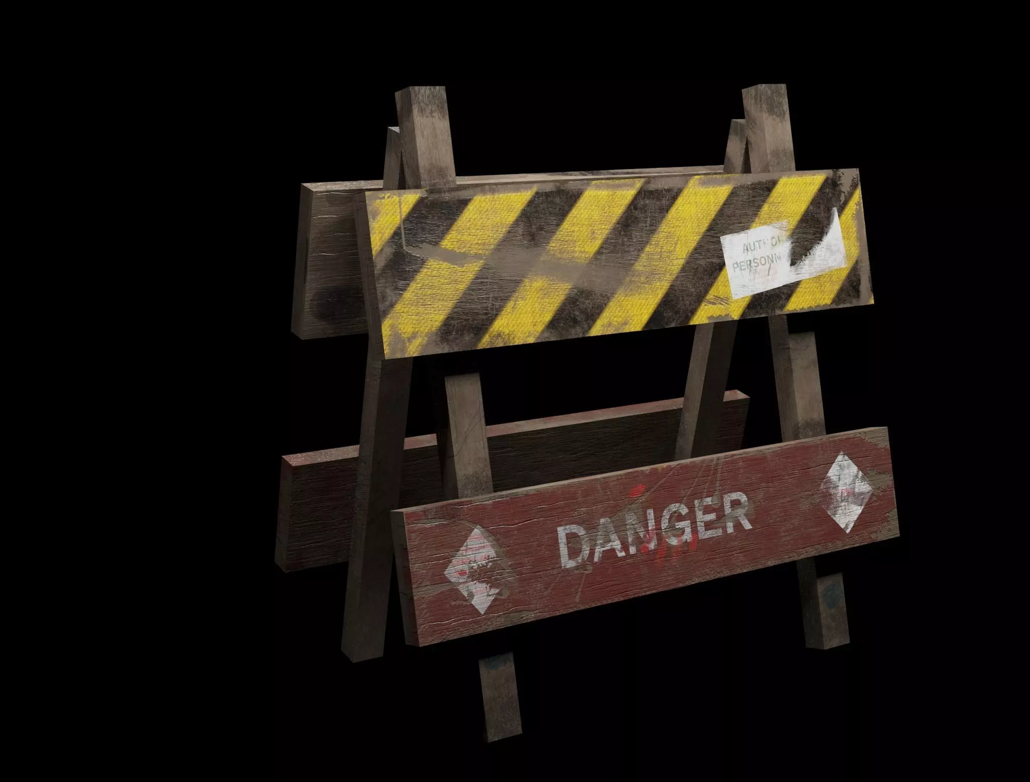 Wooden Barrier 3D model Free low-poly 3D model