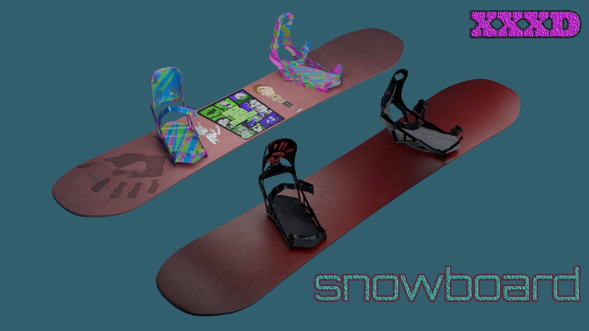 Snowboard two snowboards Free 3D model_3