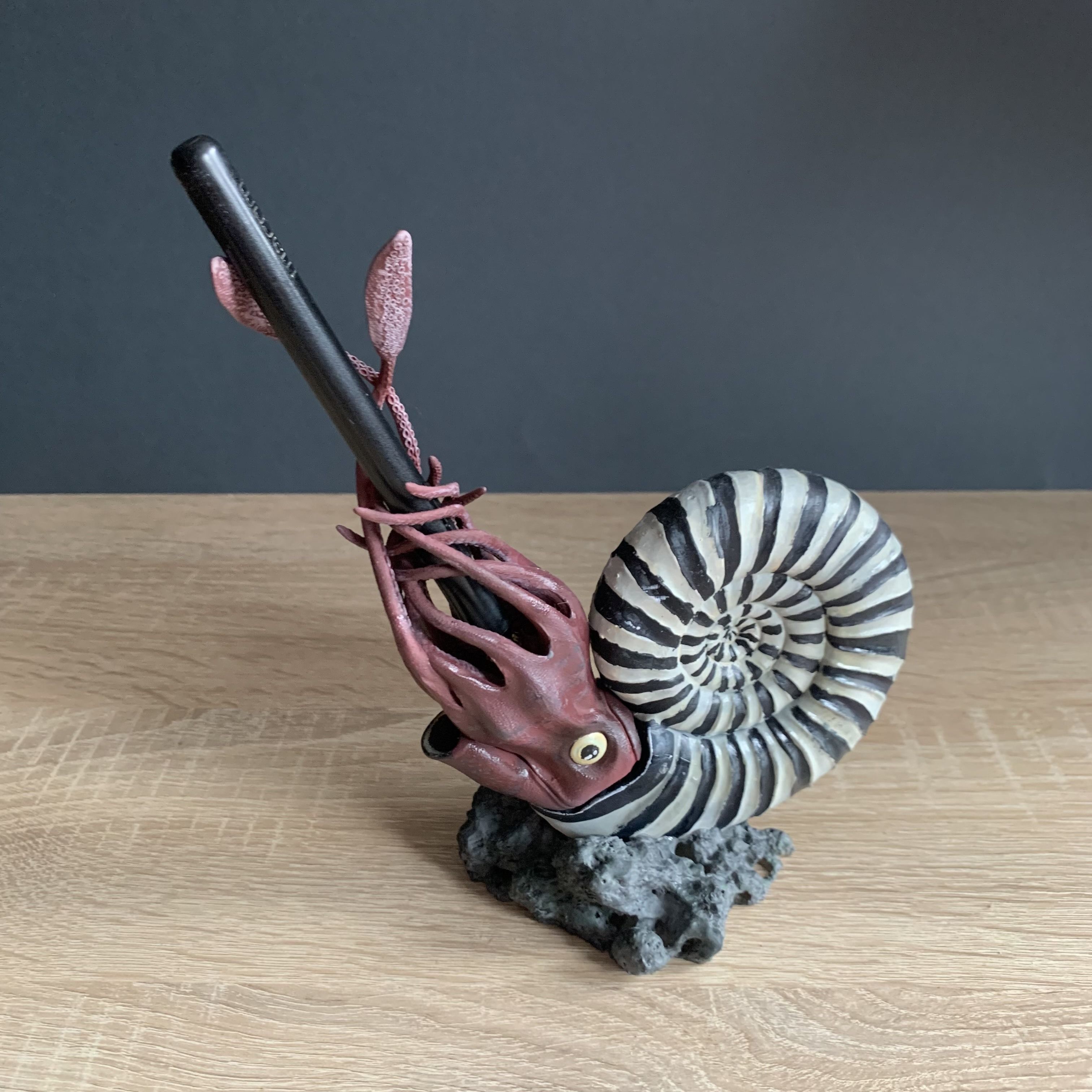 Ammonite pen holder pre supported 3D print model_3