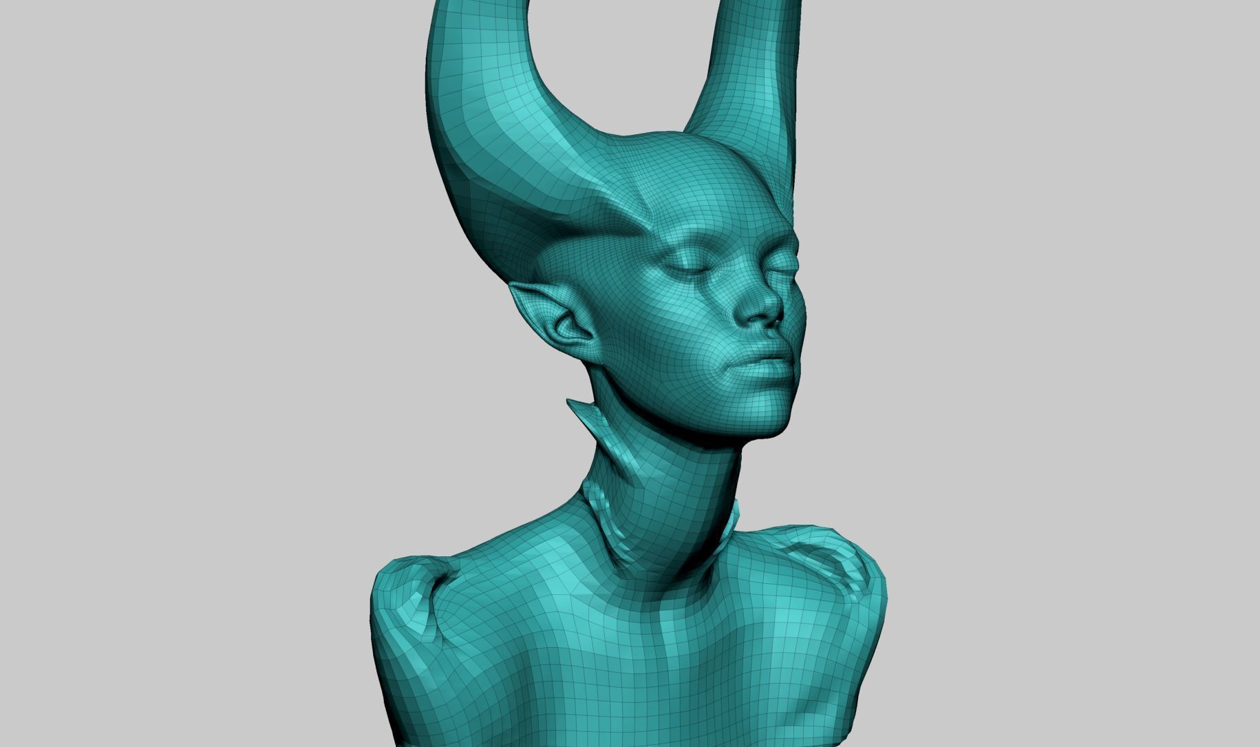 Fantasy Female Head J 3D model_12