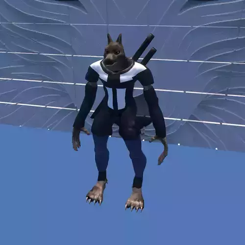 werewolf animated character in suit Low-poly 3D model