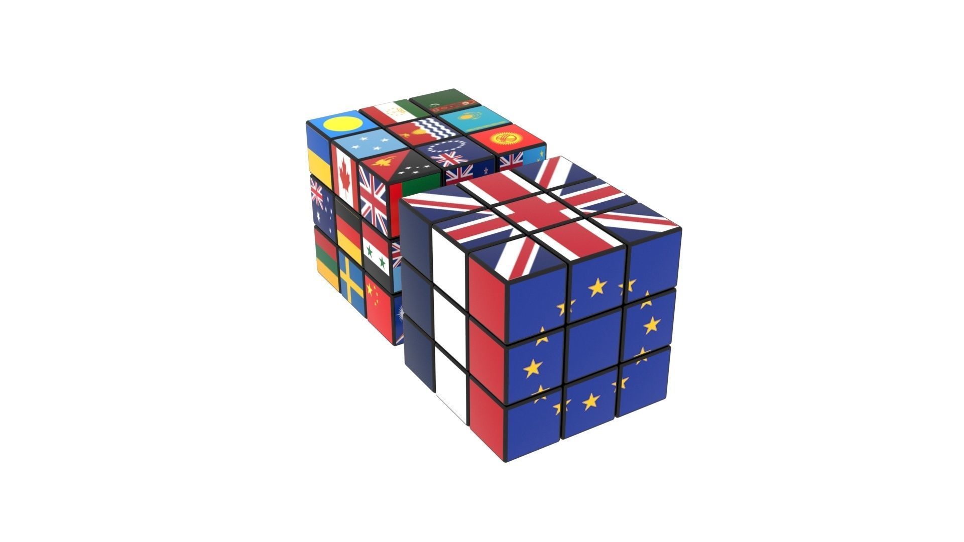Rubiks Cubes With Flags 3D model | CGTrader