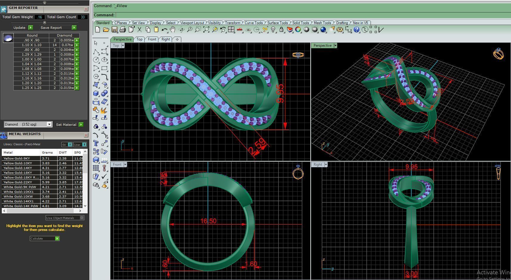 Ring M47 The luxury female ring with gems wedding 3D print model_26