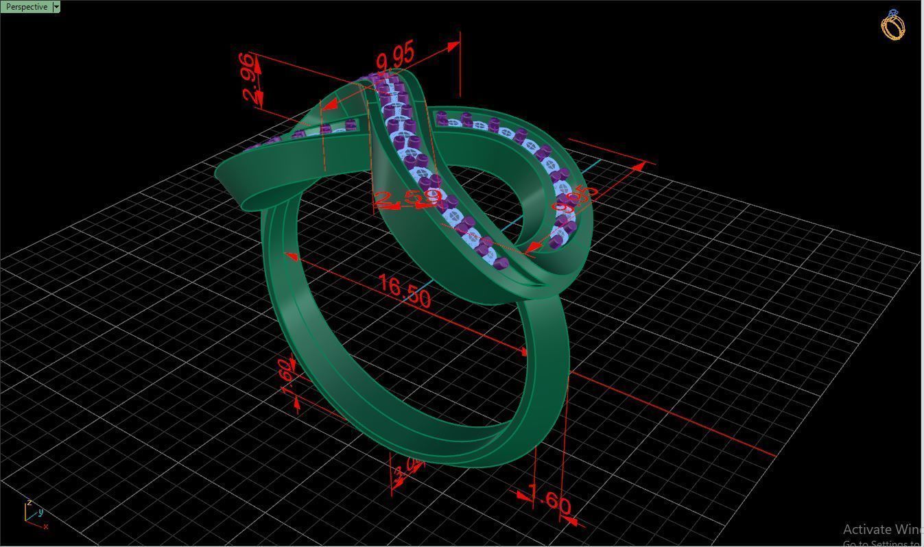 Ring M47 The luxury female ring with gems wedding 3D print model_30