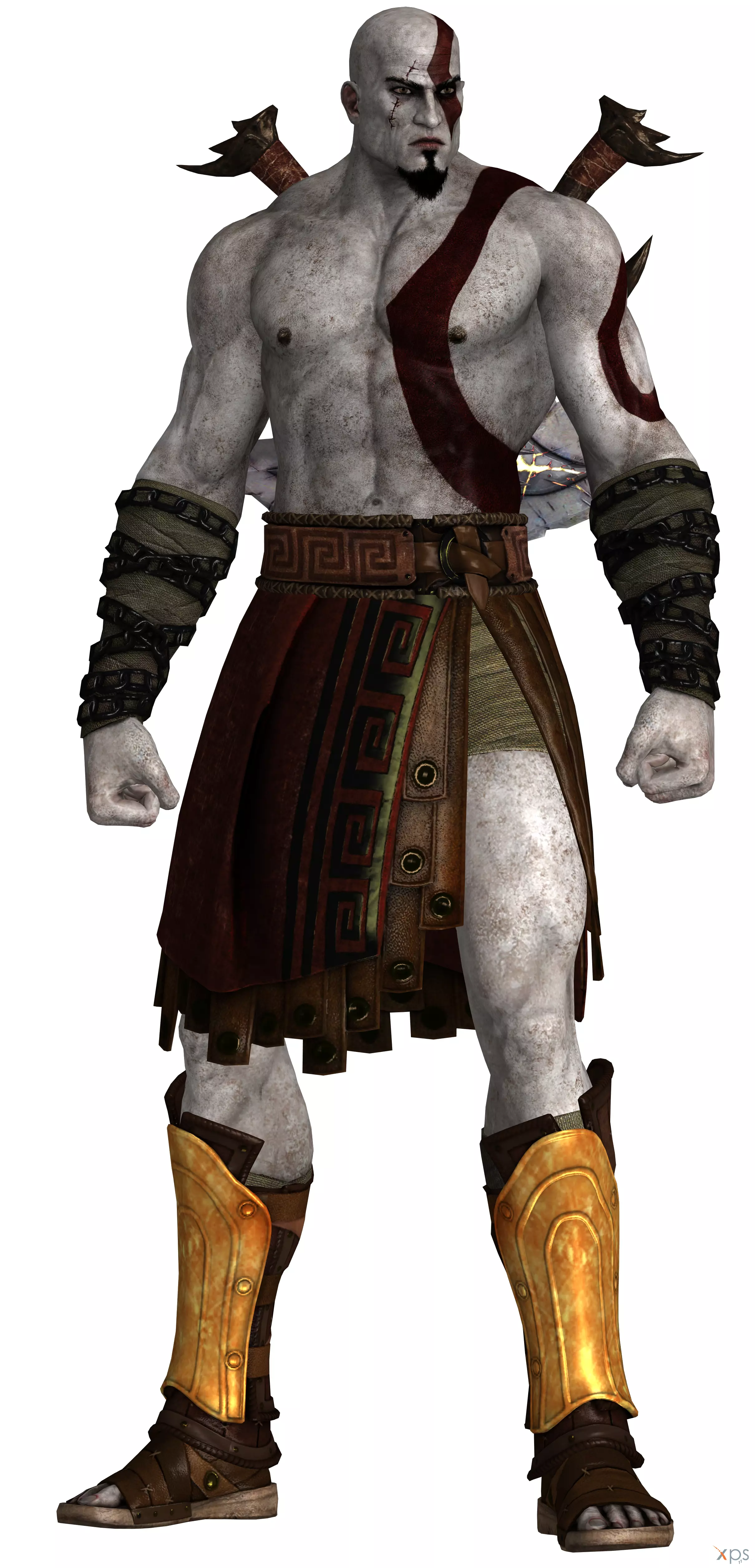 Kratos sword with flames Low-poly 3D model_0