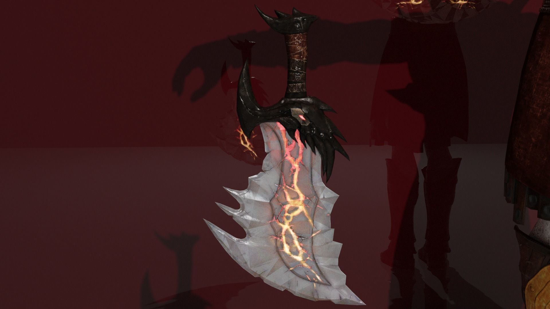 Kratos sword with flames Low-poly 3D model_5