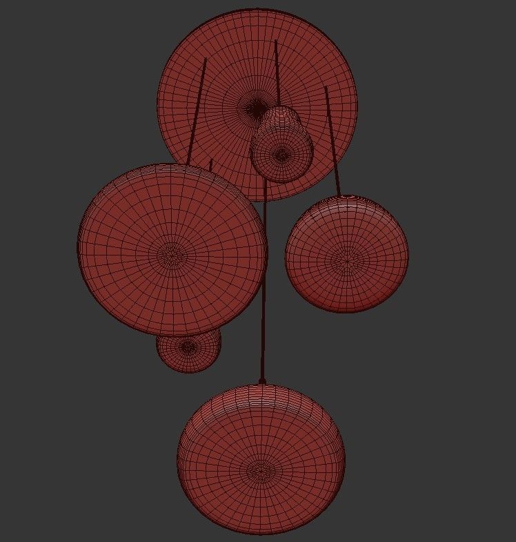 SHADOWS SET five light pendant hanging from metal frame 3D model_4