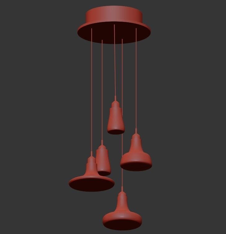 SHADOWS SET five light pendant hanging from metal frame 3D model_1