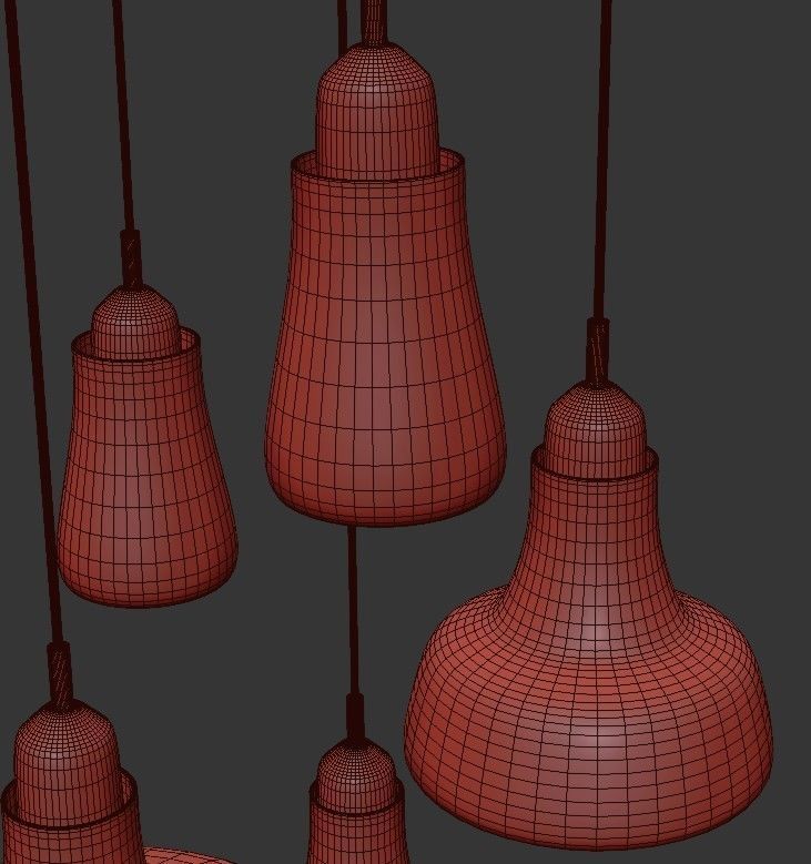 SHADOWS SET five light pendant hanging from metal frame 3D model_2