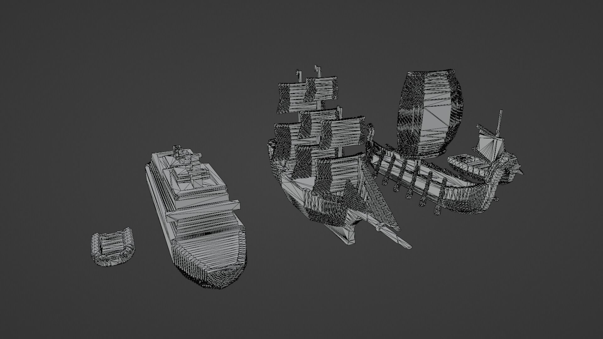 Voxel Boat Collection Low-poly 3D model_18