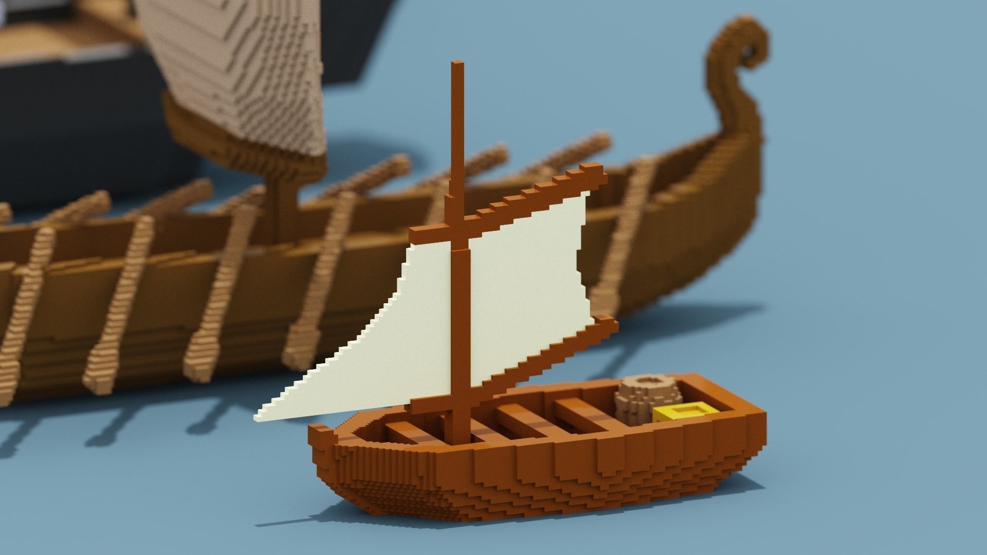 Voxel Boat Collection Low-poly 3D model_4