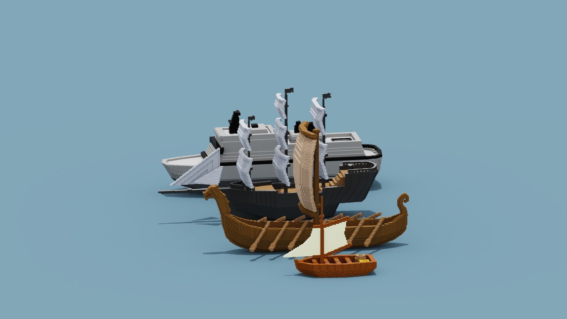 Voxel Boat Collection Low-poly 3D model_9
