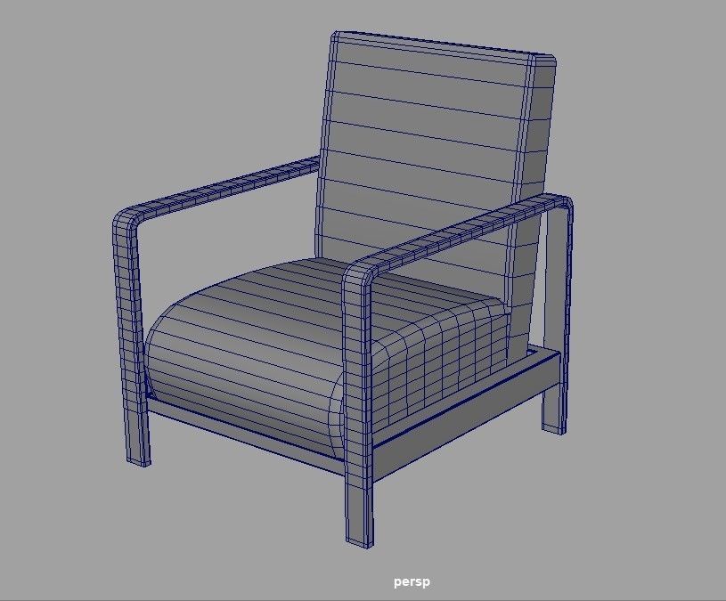 low poly chair Low-poly 3D model_2
