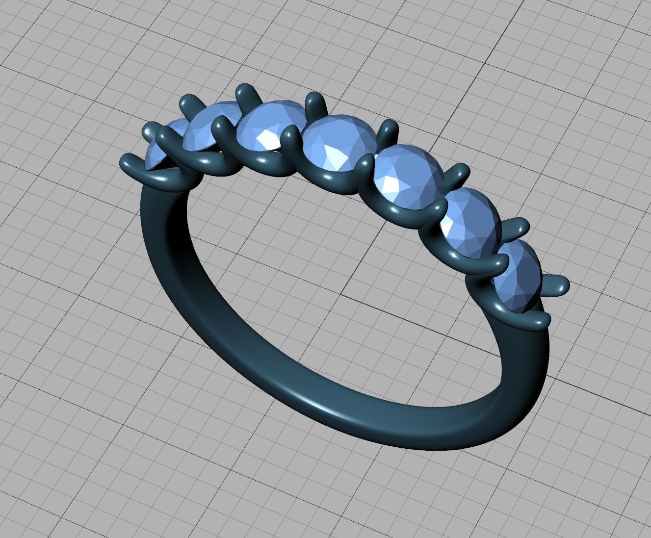Half Eternity Band Ring U shape prongs 3mm gems 3dmodel 3D print model_18