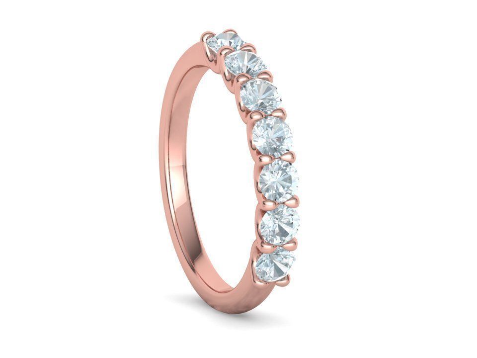 Half Eternity Band Ring U shape prongs 3mm gems 3dmodel 3D print model_32