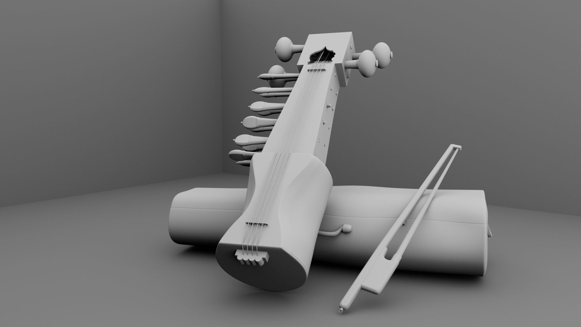 Sarangi Music Instrument 3D model_1