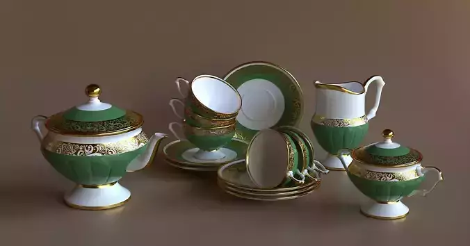 Tea set for six persons 3D model